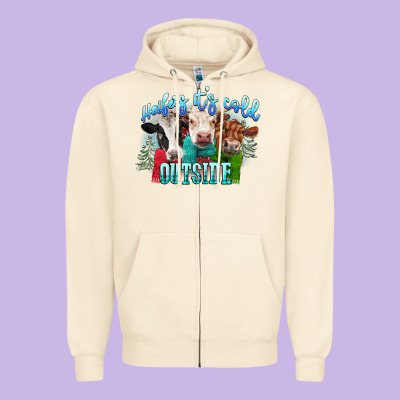 Heifers Its Cold Outside Zipper Hoodie Designed By Cowgirlartshop