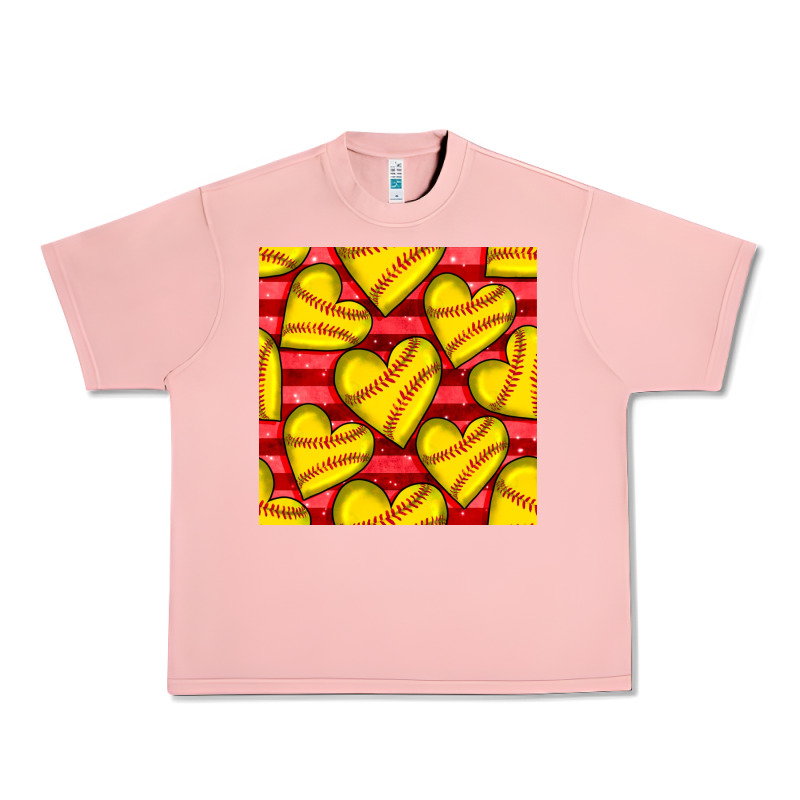 Softball Hearts Seamless Pattern Urban Heavy Tee by BundleAndBundleShop | Teevron
