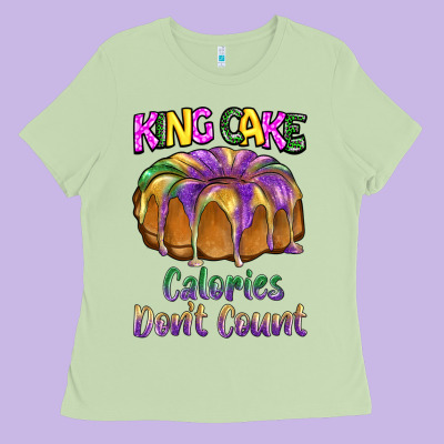Mardi Gras King Cage Calories Don't Count Ladies Tee Designed By Barkaloodesign