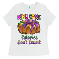 White mardi gras king cage calories don't count Ladies Tee - BarkalooDesign