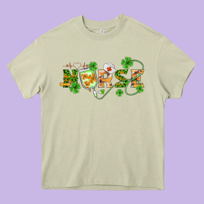 St Patricks Day Nurse Heavy Core Tee Designed By Barkaloodesign