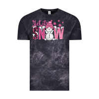 Cloud Black Pink Let It Snow With Cute Snowman Vintage Tee - BundleAndBundleShop
