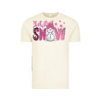 Vintage Arctic Pink Let It Snow With Cute Snowman Vintage Tee - BundleAndBundleShop