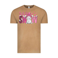 Vintage Camel Pink Let It Snow With Cute Snowman Vintage Tee - BundleAndBundleShop