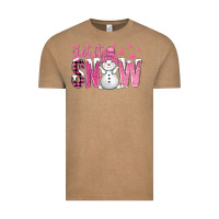 Vintage Coffee Pink Let It Snow With Cute Snowman Vintage Tee - BundleAndBundleShop