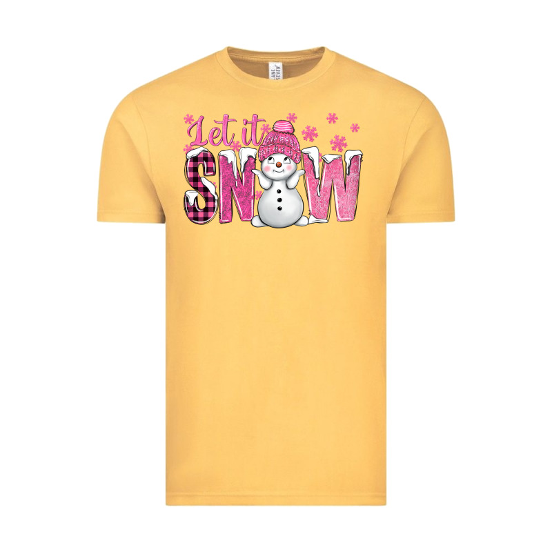 Pink Let It Snow With Cute Snowman Vintage Tee by BundleAndBundleShop | Teevron