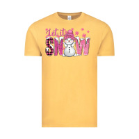 Vintage Mustard Pink Let It Snow With Cute Snowman Vintage Tee - BundleAndBundleShop