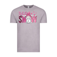 Vintage Zinc Pink Let It Snow With Cute Snowman Vintage Tee - BundleAndBundleShop