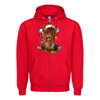 Red christmas heifer cow gnome Zipper Hoodie - CowGirlArtShop