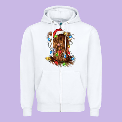 Christmas Heifer Cow Gnome Zipper Hoodie Designed By Cowgirlartshop