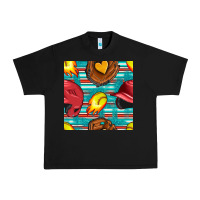 Black softball helmet and glove with serape seamless pattern Urban Heavy Tee - BundleAndBundleShop