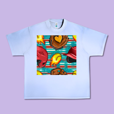 Softball Helmet And Glove With Serape Seamless Pattern Urban Heavy Tee Designed By Bundleandbundleshop