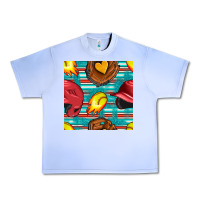 Grape Ice softball helmet and glove with serape seamless pattern Urban Heavy Tee - BundleAndBundleShop