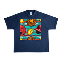 Navy softball helmet and glove with serape seamless pattern Urban Heavy Tee - BundleAndBundleShop