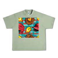 Oil Green softball helmet and glove with serape seamless pattern Urban Heavy Tee - BundleAndBundleShop
