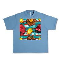 Pebble Blue softball helmet and glove with serape seamless pattern Urban Heavy Tee - BundleAndBundleShop