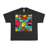 Pigment Black softball helmet and glove with serape seamless pattern Urban Heavy Tee - BundleAndBundleShop