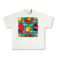 Pistachio softball helmet and glove with serape seamless pattern Urban Heavy Tee - BundleAndBundleShop