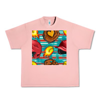 Salmon softball helmet and glove with serape seamless pattern Urban Heavy Tee - BundleAndBundleShop
