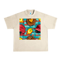 Sandshell softball helmet and glove with serape seamless pattern Urban Heavy Tee - BundleAndBundleShop