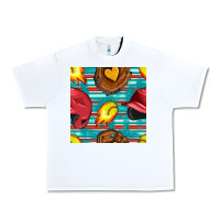 White softball helmet and glove with serape seamless pattern Urban Heavy Tee - BundleAndBundleShop
