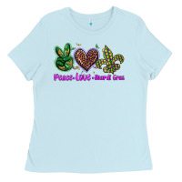Baby Blue peace love mardi gras Ladies Tee - BarkalooDesign
