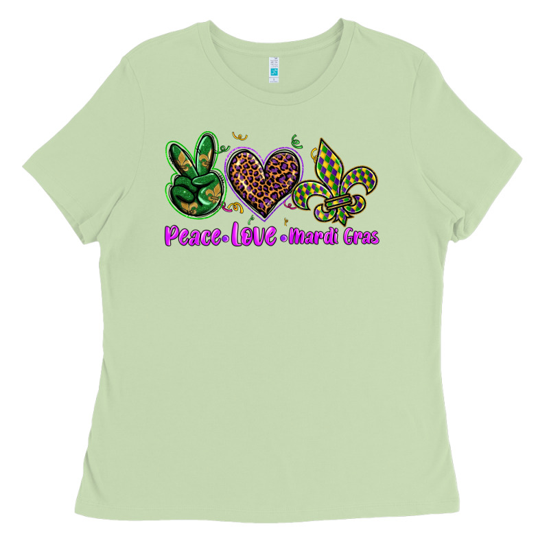 Peace Love Mardi Gras Ladies Tee by BarkalooDesign | Teevron