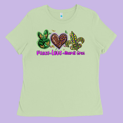 Peace Love Mardi Gras Ladies Tee Designed By Barkaloodesign