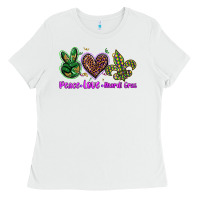 White peace love mardi gras Ladies Tee - BarkalooDesign