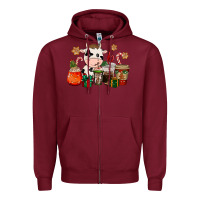 Burgundy cow coffee cups christmas Zipper Hoodie - CowGirlArtShop