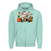 Seafoam cow coffee cups christmas Zipper Hoodie - CowGirlArtShop