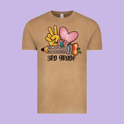 Peace Love 3rd Grade Vintage Tee Designed By Jahusdesignshop