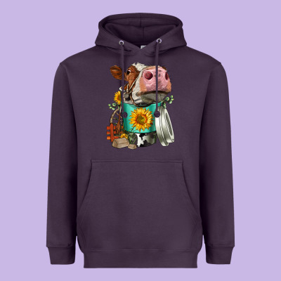 Simmental Cow Coffee Cup Heavyweight Hoodie Designed By Fadigitalartstudio