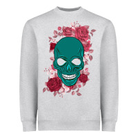 Heather Grey Skull with flowers Heavyweight Sweatshirt - Bettercallsaul