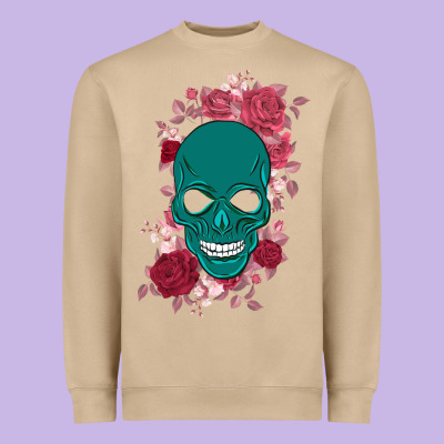 Skull With Flowers Heavyweight Sweatshirt Designed By Bettercallsaul