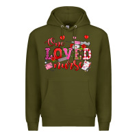 Army Green one loved nurse valentine's day Premium Hoodie - OliviaCreatesArt