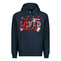 Navy one loved nurse valentine's day Premium Hoodie - OliviaCreatesArt