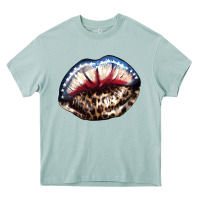 Arona American lips leopard Heavy Core Tee - NancyCooperArtShop