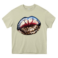 Mossy American lips leopard Heavy Core Tee - NancyCooperArtShop