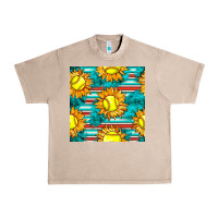 French Oak softball sunflowers with serape seamless pattern Urban Heavy Tee - BundleAndBundleShop