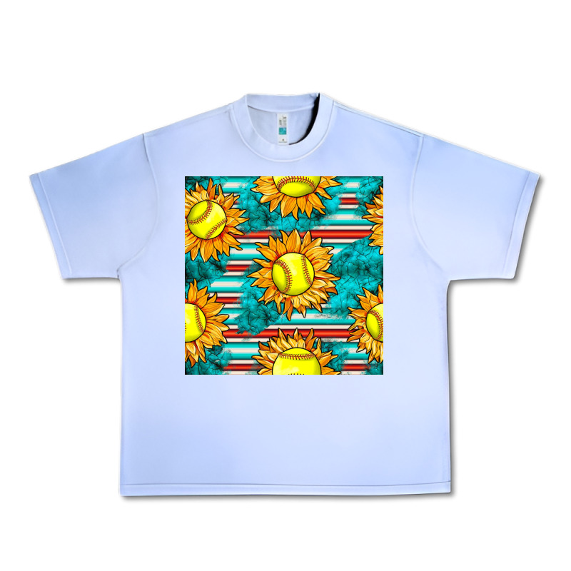 Softball Sunflowers With Serape Seamless Pattern Urban Heavy Tee by BundleAndBundleShop | Teevron
