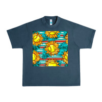 Midnight Navy softball sunflowers with serape seamless pattern Urban Heavy Tee - BundleAndBundleShop