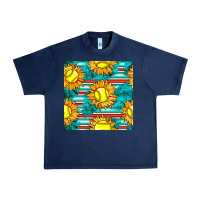 Navy softball sunflowers with serape seamless pattern Urban Heavy Tee - BundleAndBundleShop