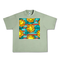 Oil Green softball sunflowers with serape seamless pattern Urban Heavy Tee - BundleAndBundleShop