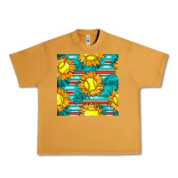 Peanut Butter softball sunflowers with serape seamless pattern Urban Heavy Tee - BundleAndBundleShop
