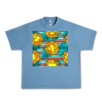 Pebble Blue softball sunflowers with serape seamless pattern Urban Heavy Tee - BundleAndBundleShop