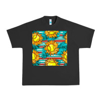 Pigment Black softball sunflowers with serape seamless pattern Urban Heavy Tee - BundleAndBundleShop