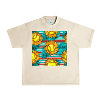 Sandshell softball sunflowers with serape seamless pattern Urban Heavy Tee - BundleAndBundleShop