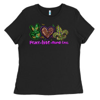 Black peace love mardi gras Ladies Tee - BarkalooDesign