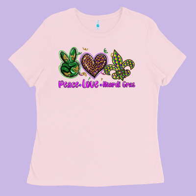 Peace Love Mardi Gras Ladies Tee Designed By Barkaloodesign